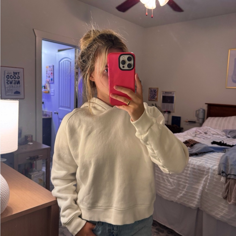 Outdoor Voices Cream Boxy Crop Sweatshirt